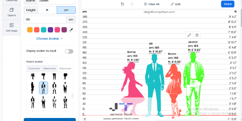 إضافة أشخاص Height Comparisons